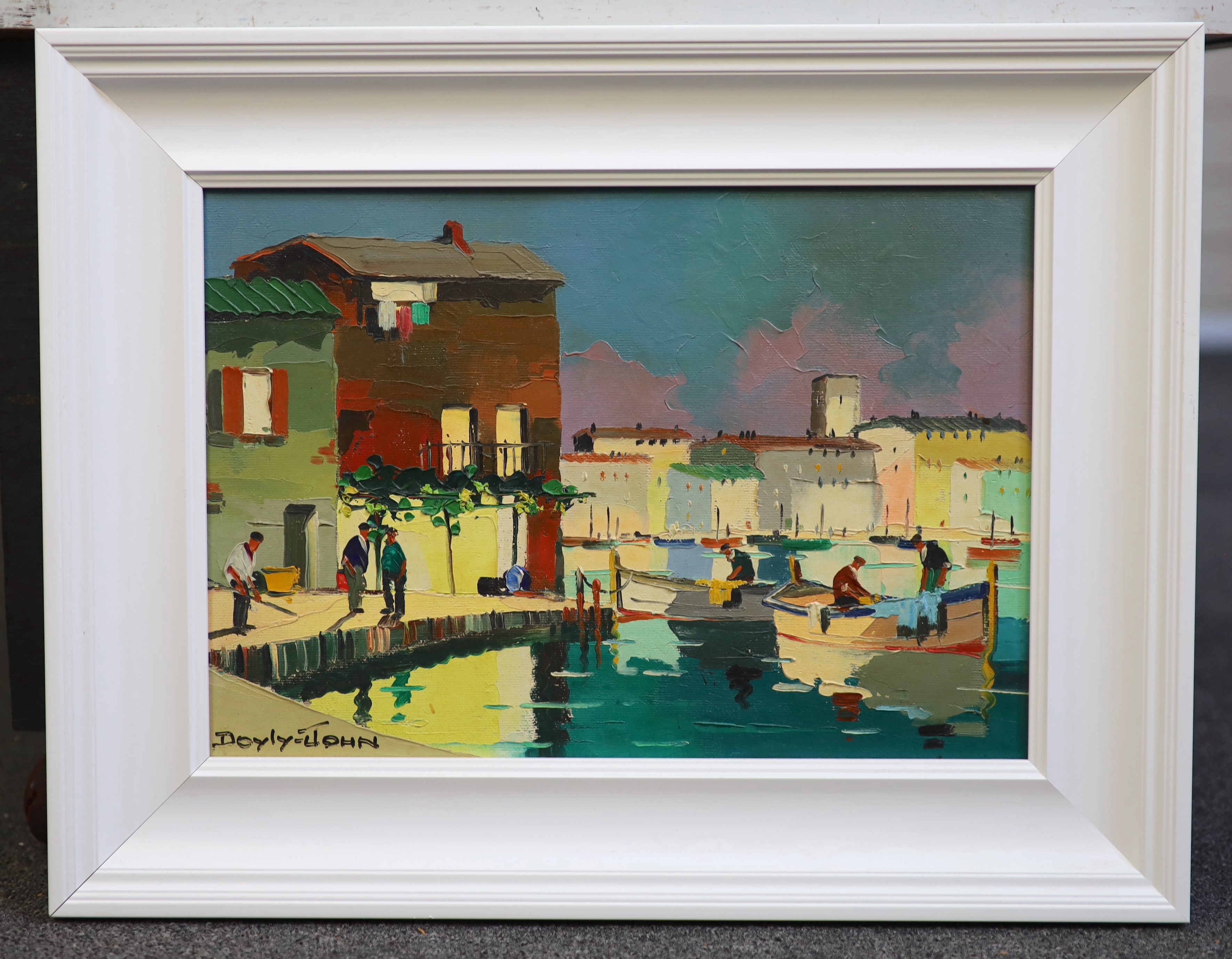 Cecil Rochfort D'Oyly John (British, 1906-1993), Mediterranean harbour scene, oil on canvas, 24 x 35cm